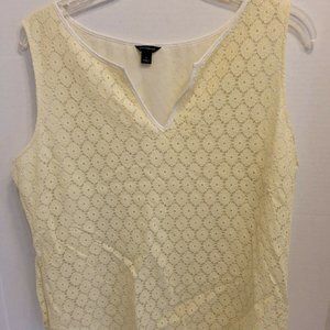 Ann Taylor Yellow Sleeveless V-Cut Blouse Size L
